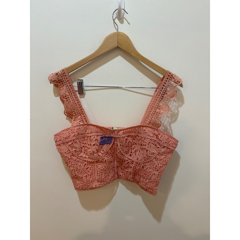 Farm‎ Rio Light Pink Guipure Lace Sleeveless Crop Top Size Medium